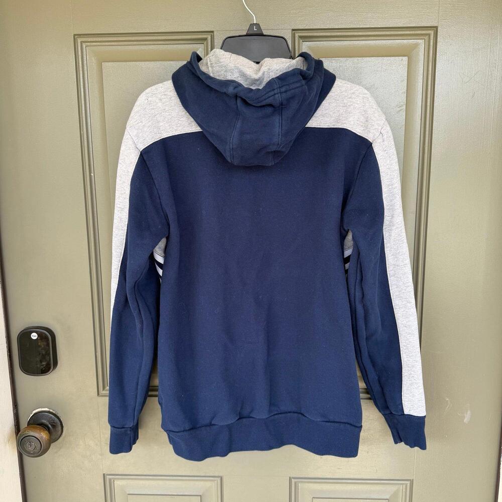 Adidas Originals Boys Trefoil Colorblock Hoodie - Navy/Grey Size L - Picture 3 of 3